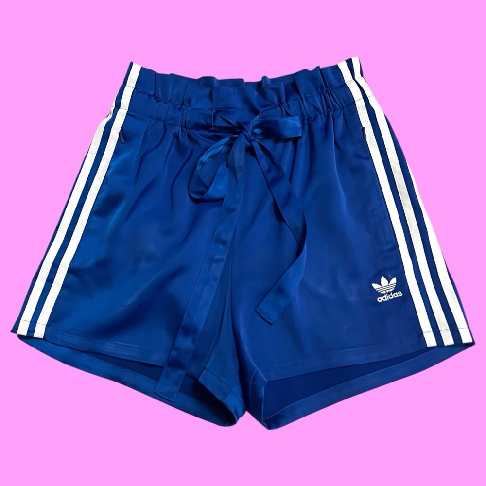 Adidas Originals Blue Satin Shorts Athleisure Street Style Sporty BGirl Retro